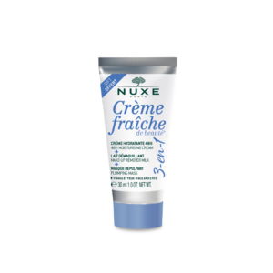 nuxe, creme fraiche de beaute, idratante, crema, latte struccante & maschera volumizzante 3 in 1, 30 ml