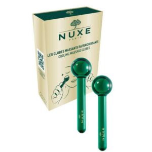 nuxe, ice globes, verde, raffreddamento, globo da massaggio per il viso