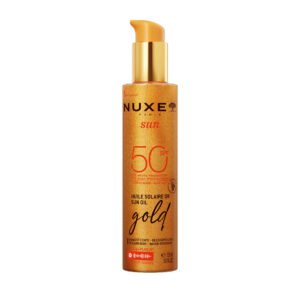 nuxe, sun gold, protezione uv, olio abbronzante, spf 50, 150 ml