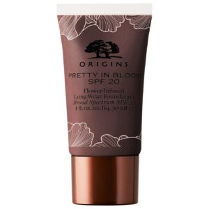 origins, pretty in bloom, lunga durata, fondotinta in crema, 740, molto profondamente fresco, spf 20, 30 ml