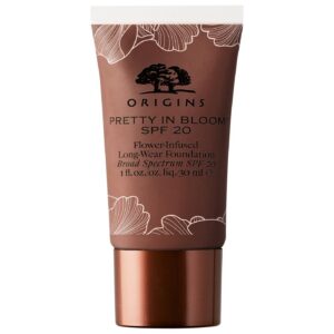 origins, pretty in bloom, lunga durata, fondotinta in crema, n. 730, molto profondo calore, spf 20, 30 ml