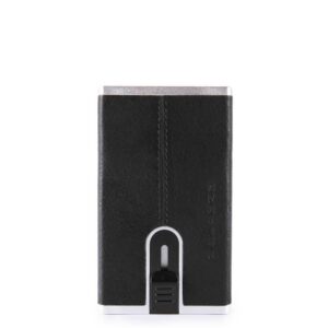 piquadro, black square, portafoglio in pelle, sistema scorrevole quadrato compatto per banconote, pp4891b3r n, nero, per uomini
