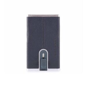 piquadro, black square, portafoglio in pelle, sistema scorrevole quadrato compatto per banconote, pp4891b3rblu4, blu, per uomini