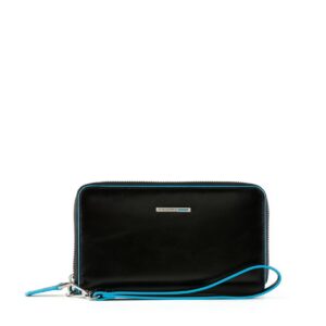 piquadro, blue square, portafoglio in pelle, nero, per le donne