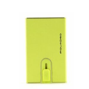 piquadro, empire, porta carte in pelle, sistema scorrevole quadrato, pp4825emr 3, verde, per uomini