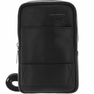 piquadro, obidos, borsa a tracolla in pelle, nero, per uomini