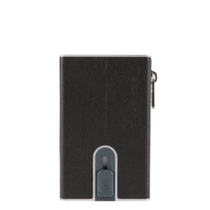 piquadro, piquadro, porta carte in pelle, sistema scorrevole quadrato, pp5585b3r, nero, per uomini