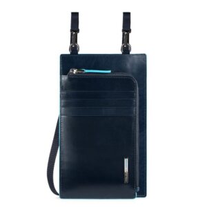 piquadro, tasche, borsa a tracolla in pelle, blu, 11,5 x 19 x 2 cm, per uomini