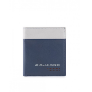 piquadro, urban, portafoglio in pelle, porta carte di credito, in grigio blu, per uomini