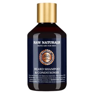 raw naturals, beard shampoo & conditioner, 100% vegano, shampoo per barba, morbidezza, 250 ml