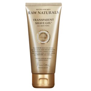 raw naturals, transparent, 100% vegano, idratante & ammorbidente, gel da barba, 100 ml