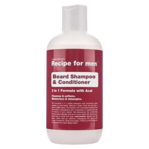 recipe for men, beard shampoo & conditioner, cleansing and conditioning, shampoo per barba, umidità, 250 ml