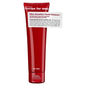 recipe for men, ultra sensitive facial cleanser, senza profumo, pulizia delicata, gel detergente, viso, 100 ml