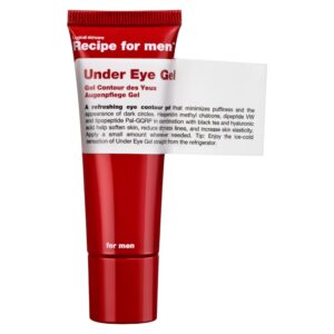 recipe for men, under eye gel, 100% vegano, minimizes puffiness, mattina e sera, gel per gli occhi, 25 ml