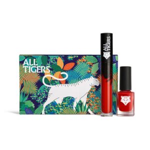 set all tigers: natural & vegan, liquid lipstick, 888, call me queen, 8 ml + natural & vegan, vegan, nail polish, 298, hit it big, 11 ml