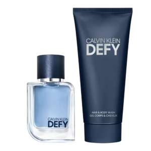 set calvin klein: defy, woody aromatic, shower gel & shampoo 2 in 1, 100 ml + defy, eau de toilette, for men, 50 ml