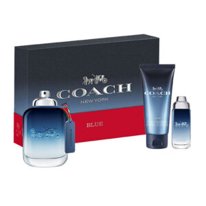 set coach: blue, eau de toilette, for men, 100 ml + blue, eau de toilette, for men, 15 ml + blue, shower gel, beard & hair, 100 ml