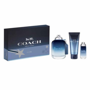 set coach: blue, eau de toilette, for men, 100 ml + blue, eau de toilette, for men, 15 ml + blue, shower gel, beard & hair, 100 ml