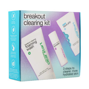 clear start breakout clearing kit set dermalogica: clear start aqua jelly, for regulation of excessive sebum, gel, for face, 25 ml + clear start, cleanser, cleansing foam, 75 ml + clear start booster, niacinamide, calming & cooling, local treatment lotion, for face, 10 ml