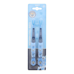 set duo, epl, manchester city, spazzolino da denti, blu, 2 pz