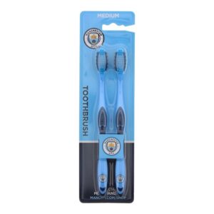 set duo, epl, manchester city, spazzolino da denti, blu, 2 pz