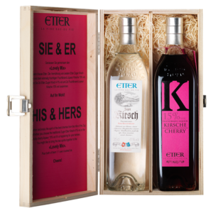his & hers set etter: zuger kirsch, liqueur, 41.2%, 350 ml + kirsch, liqueur, 15%, 350 ml