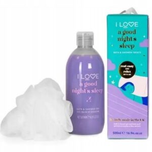 set i love: a good night's sleep, hydrating, shower gel, for all skin types, 500 ml + i love, body sponge