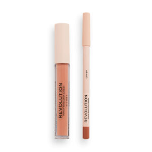 set makeup revolution: makeup revolution, liquid lipstick, lover, 3 ml + makeup revolution, precision, lip liner, lover, 1 g