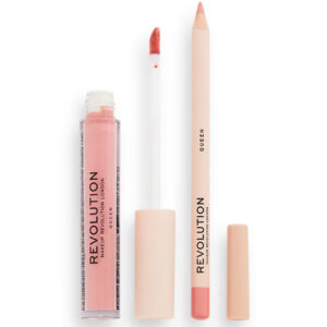 set makeup revolution: makeup revolution, liquid lipstick, queen, 3 ml + makeup revolution, precision, lip liner, queen, 1 g