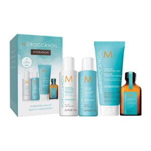 set moroccanoil: hydration, hair treatment cream mask, 75 ml + hydration, hair oil treatment, hydrating, 25 ml + hydration, hair conditioner, for hydration, 70 ml + hydration, paraben free, hair shampoo, moisture and shine, 70 ml