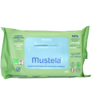 impostare, mustela, compostable, avocado, salviette detergenti, 60 pz