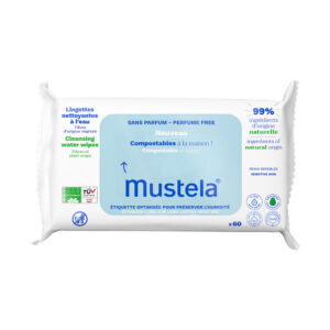 impostare, mustela, compostable, acqua, salviette detergenti, 60 pz