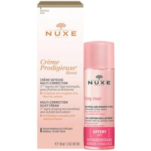 set nuxe: creme prodigieuse boost, multi correction, cream, for face, 40 ml + very rose, cleansing, micellar water, for sensitive skin, 50 ml