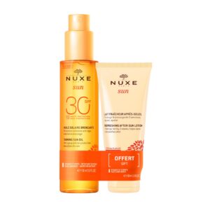 set nuxe: sun, anti ageing, tanning oil, spf 30, 150 ml + sun, refreshing, after sun lotion, 100 ml