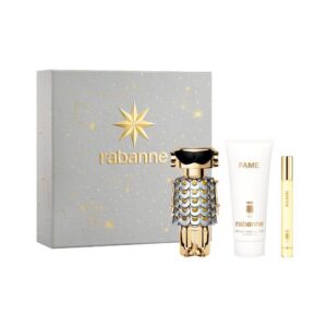 set paco rabanne: fame, eau de parfum, for women, 80 ml + fame, eau de parfum, for women, 10 ml + fame, hydrating, body lotion, 100 ml