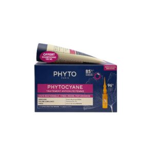 set phyto: set, phytocyane, leave in scalp treatment serum, anti hair loss, 12 pcs, 5 ml *vial + phytocyane, hair shampoo, anti hair loss, 100 ml