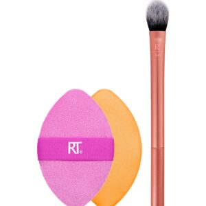 set real techniques: miracle, makeup sponge, pink + miracle, makeup sponge, orange + real techniques, eyeshadow brush, 242