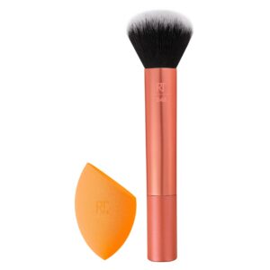 set real techniques: real techniques, blending, foundation brush, rt 245 + miracle, makeup sponge, orange