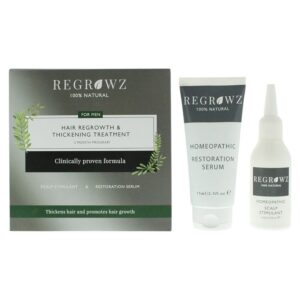 set regrowz: homeopathic, scalp serum, restorative, 75 ml + homeopathic, scalp cream treatment, hydrate & protect, 75 ml