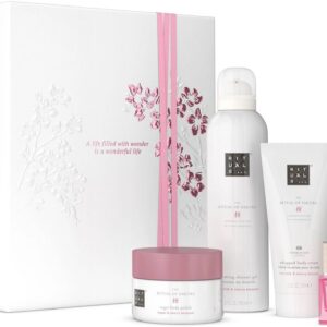 set rituals: the ritual of sakura, rejuvenating, body scrub, 125 g + the ritual of sakura, shower mousse, 200 ml + the ritual of sakura, hydrating, body cream, 100 ml + reve de hanami, eau de parfum, for women, 15 ml