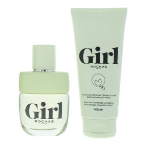 set rochas: girl, eau de toilette, for women, 60 ml + girl, exfoliating, shower gel, body, all skin types, 100 ml