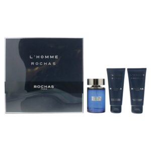 set rochas: l'homme rochas, eau de toilette, for men, 100 ml + l'homme rochas, hydrating, shower gel, all skin types, 100 ml + l'homme rochas, hydrating, after shave balm, 100 ml