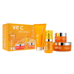 set rodial: vit c, brightening, serum, for face, 5 ml + vit c, brightening, cleansing pads, 20 pcs + vit c, brightening, souffle, for face, 10 ml + vit c, brightening, cleansing gel, for face, 20 ml