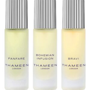 set thameen london: fanfare, eau de cologne, unisex, 10 ml + bohemian infusion, eau de cologne, unisex, 10 ml + bravi, extrait de parfum, unisex, 10 ml