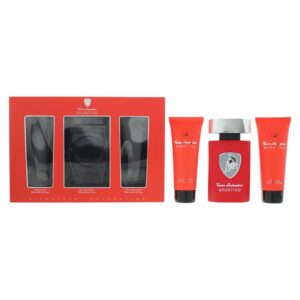 set tonino lamborghini: sportivo, eau de toilette, for men, 125 ml + sportivo, hydration, shower gel, all skin types, 100 ml + sportivo, hydrating & softening, after shave balm, 100 ml