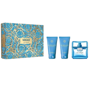 set versace: eau fraiche, eau de toilette, for men, 50 ml + eau fraiche, hydrating, shower gel, for all skin types, 50 ml + eau fraiche, soothing, after shave balm, 50 ml