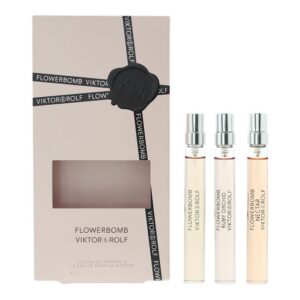 set viktor & rolf: flowerbomb ruby orchid, eau de parfum, for women, 10 ml + flowerbomb nectar, eau de parfum, for women, 10 ml + flowerbomb, eau de parfum, for women, 10 ml