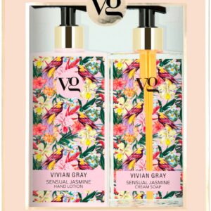 set vivian gray: sensual jasmine, hydrating, hand lotion, 350 ml + sensual jasmine, cleansing, liquid soap, 350 ml