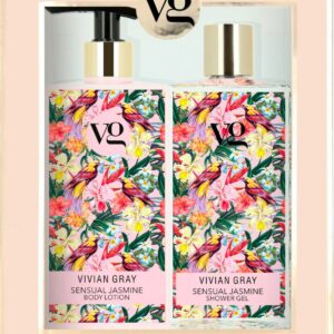 set vivian gray: sensual jasmine, softening, shower gel, for all skin types, 350 ml + sensual jasmine, hydrating, body lotion, 350 ml