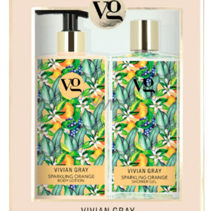 set vivian gray: sparkling orange, cleansing and hydrating, shower gel, for all skin types, 350 ml + sparkling orange, hydrating, body lotion, 350 ml